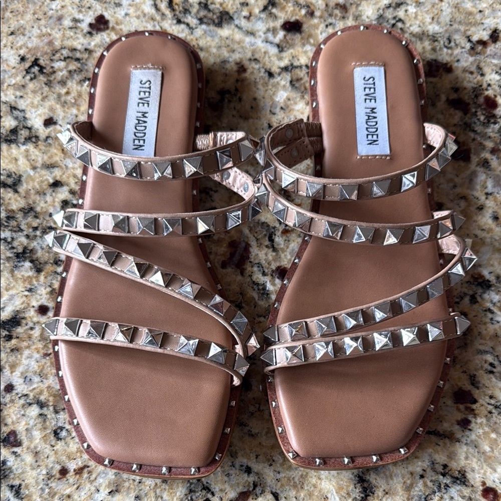Steve Madden Tan Studded Sandals